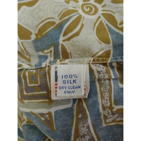 Maus Hoffman Mens Silk Shirt Medium Short Sleeve Button Front Multicolor Print - Picture 6 of 7